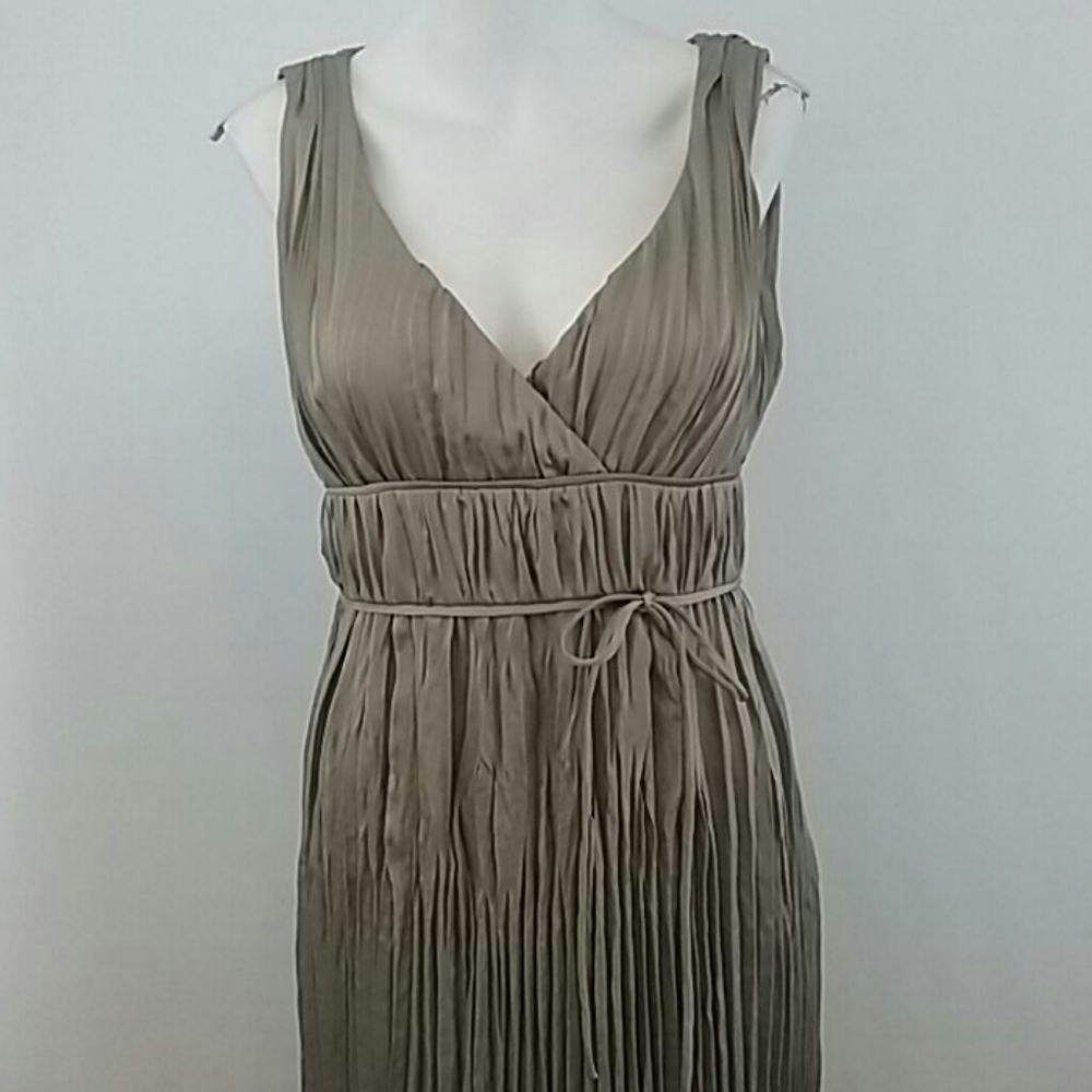 Gray Pinch Pleated Goddess Dress Banana Republic
